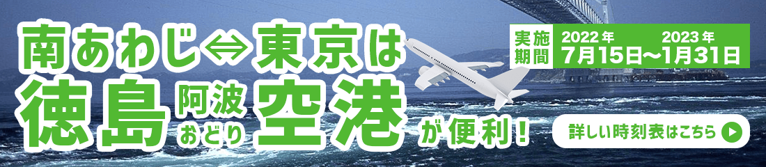 南あわじ〜東京間は徳島阿波おどり空港が便利！